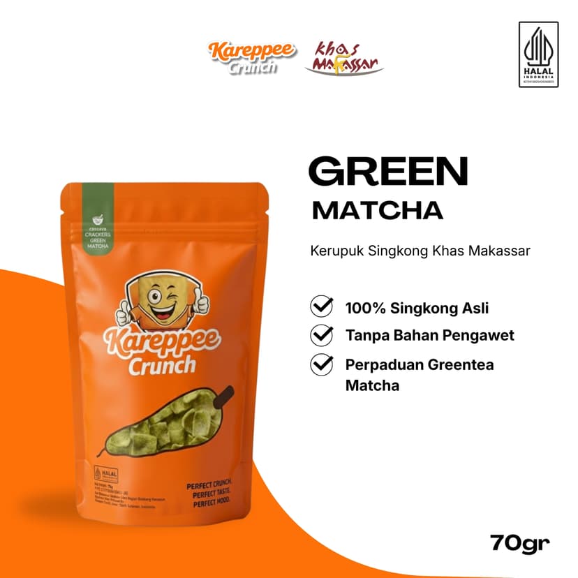 Kerupuk singkong Kareppee Crunch varian Green Matcha