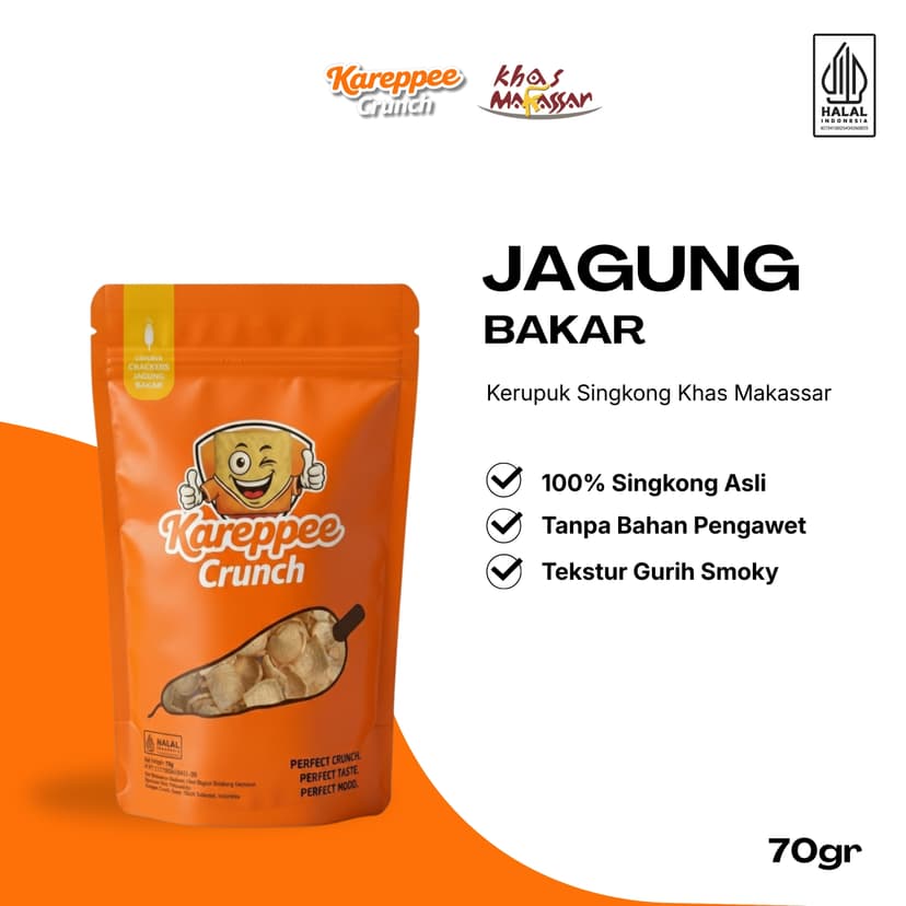 Kerupuk singkong Kareppee Crunch varian Jagung Bakar