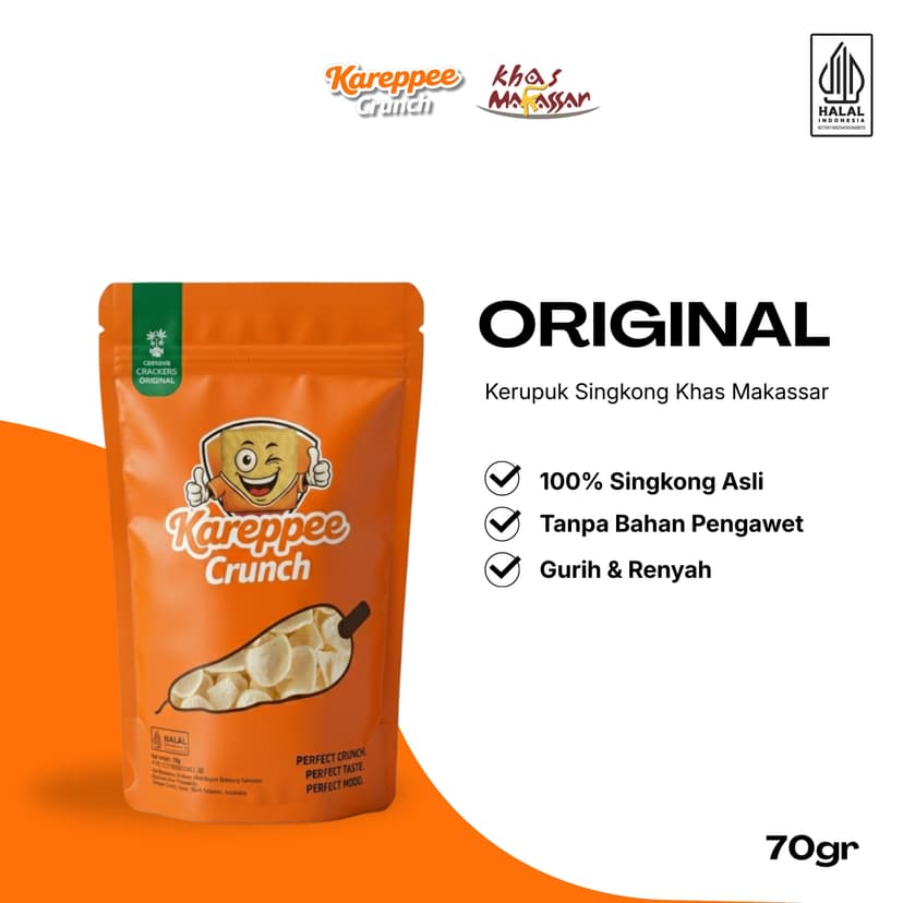 Kerupuk singkong Kareppee Crunch varian Original